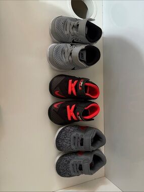 Nike Toddler Gray & Black Sneakers with Red Accents - 3 Pack